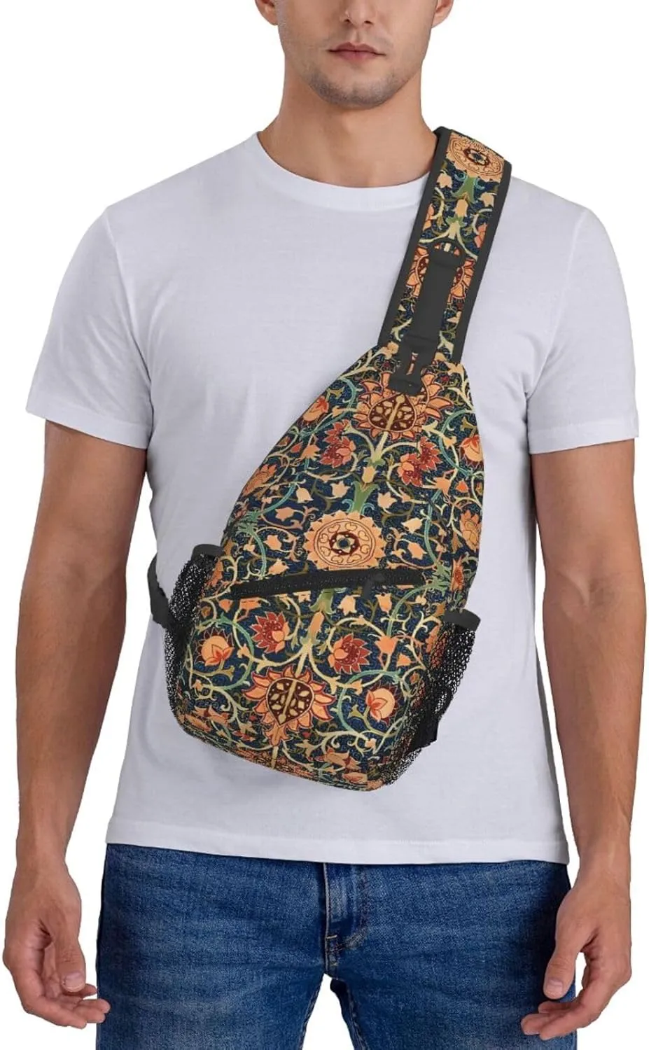 William Morris Floral Chest Sling Bag Crossbody Shoulder Backpack Bag Gym Cycling Travel Hiking Daypack Cross Bag