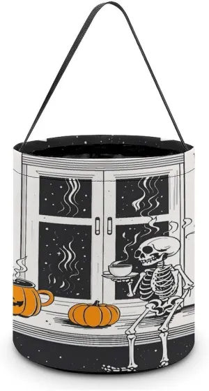 Windowsill Coffee Halloween Tote Candy Bag Candy Basket Candy Bucket Gift Bag for Halloween Party