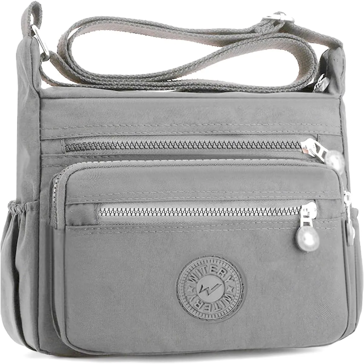 WITERY Nylon Crossboby Bag for Women - Waterproof Zipper Multi-pocket Travel Shoulder Bag Purse, Lightweight Messenger Bag