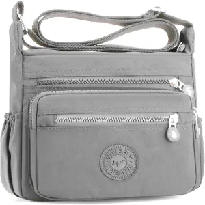 WITERY Nylon Crossboby Bag for Women - Waterproof Zipper Multi-pocket Travel Shoulder Bag Purse, Lightweight Messenger Bag