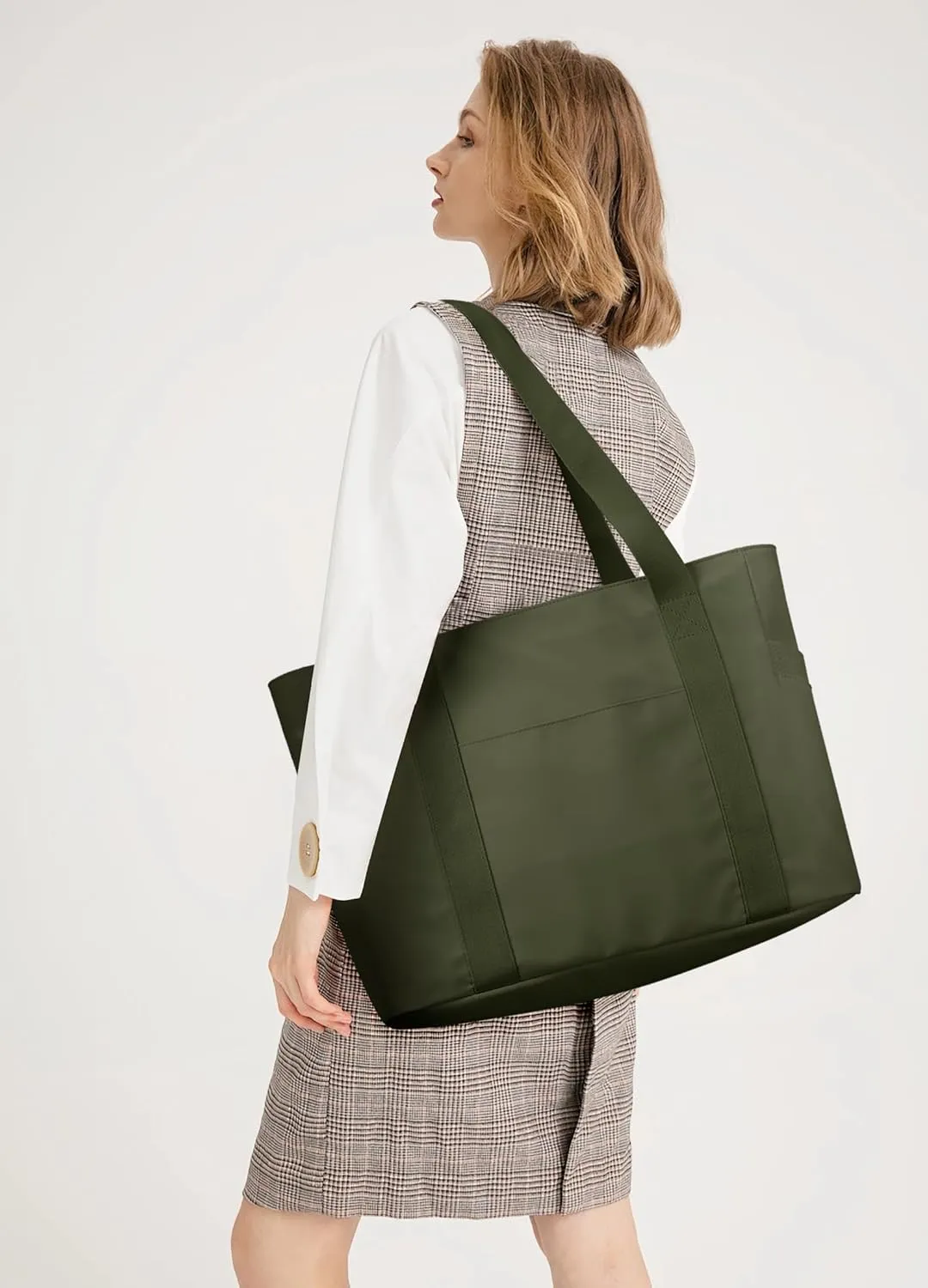 WLLWOO Large Work Tote Bag for Women with 15.6" Laptop Compartment & Trolley Sleeve for Travel Daily Nurse Gym