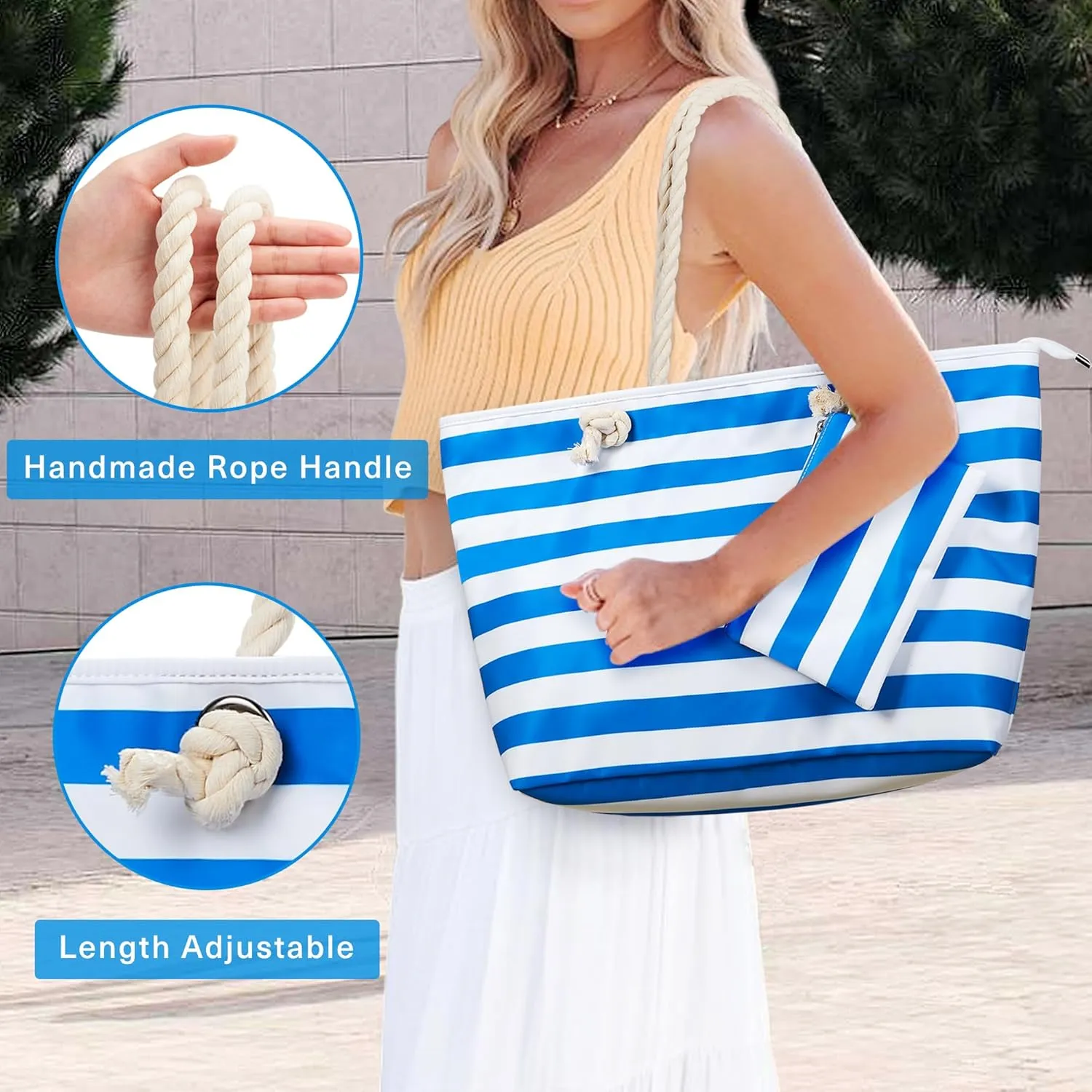 WLLWOO WLLWOO Beach Bags for Women, Extra Large Waterproof Sandproof Tote, Swim Pool Vacation Totes
