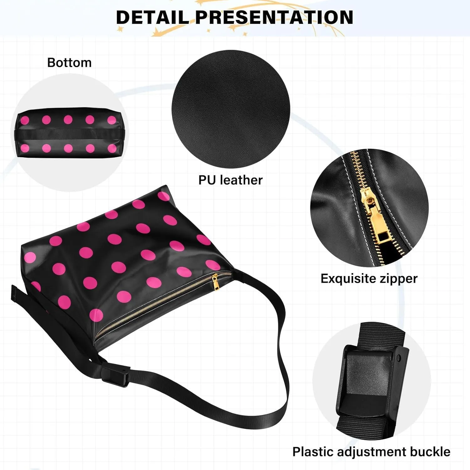 Women Boho Bag Shoulder Bag PU Leather Pouch Crossbody Bag