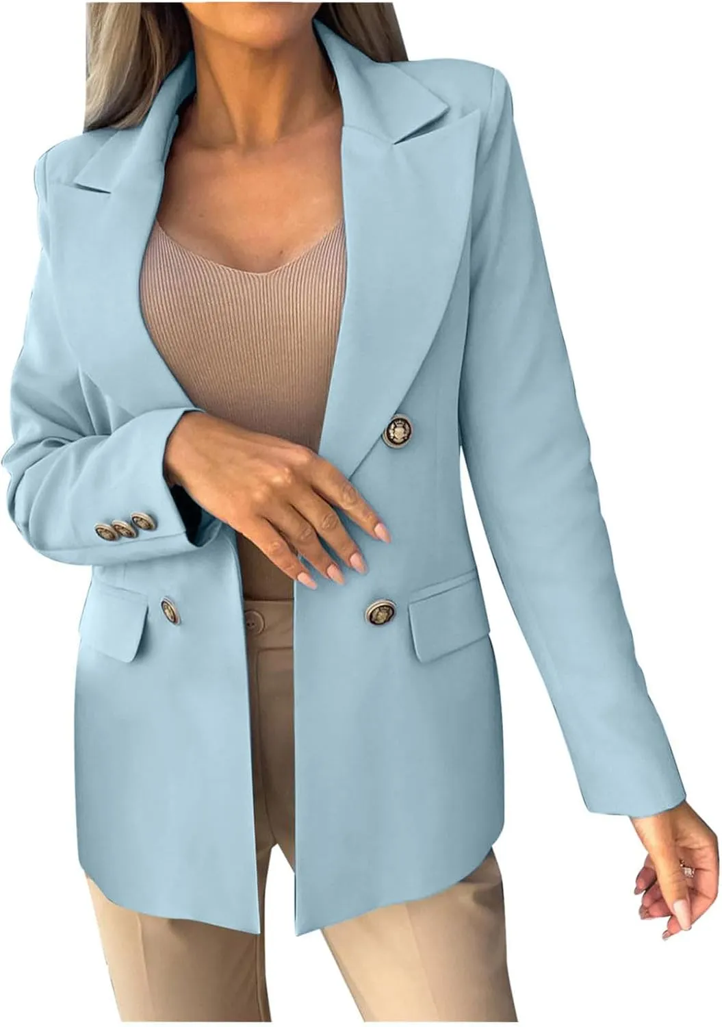 Women Business Casual Blazer Fashion Long Sleeve Lapel Work Suit Jacket Fall Open Front with Lined Outwears