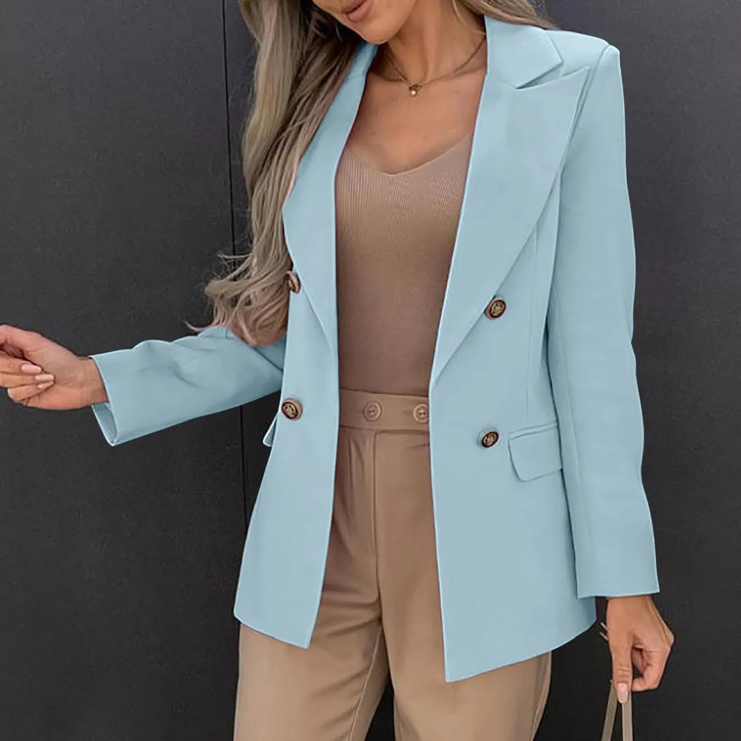 Women Business Casual Blazer Fashion Long Sleeve Lapel Work Suit Jacket Fall Open Front with Lined Outwears