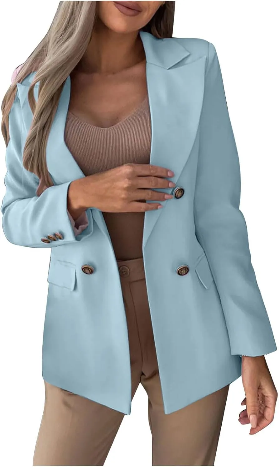 Women Business Casual Blazer Fashion Long Sleeve Lapel Work Suit Jacket Fall Open Front with Lined Outwears