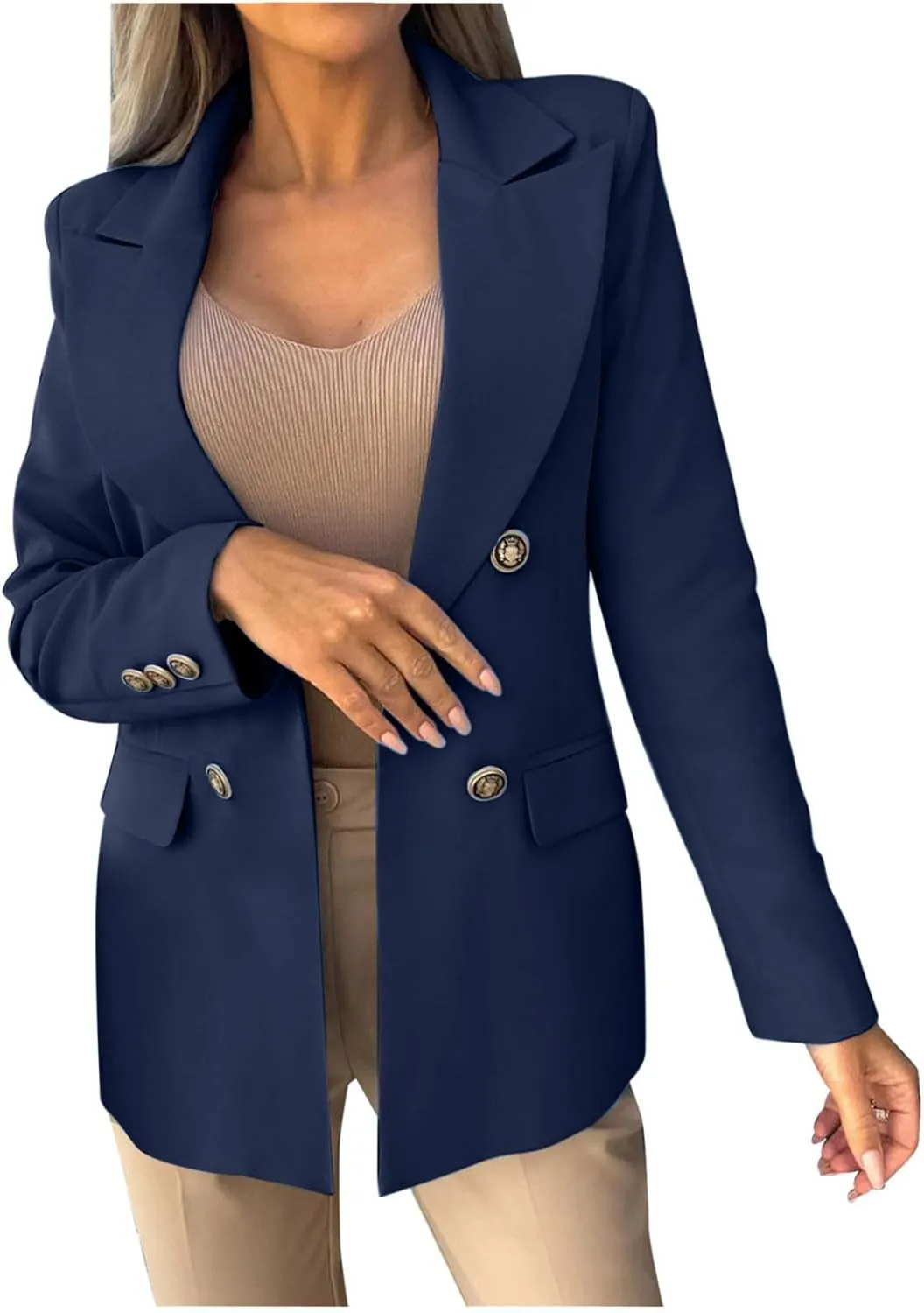 Women Business Casual Blazer Fashion Long Sleeve Lapel Work Suit Jacket Fall Open Front with Lined Outwears