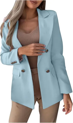 Women Business Casual Blazer Fashion Long Sleeve Lapel Work Suit Jacket Fall Open Front with Lined Outwears