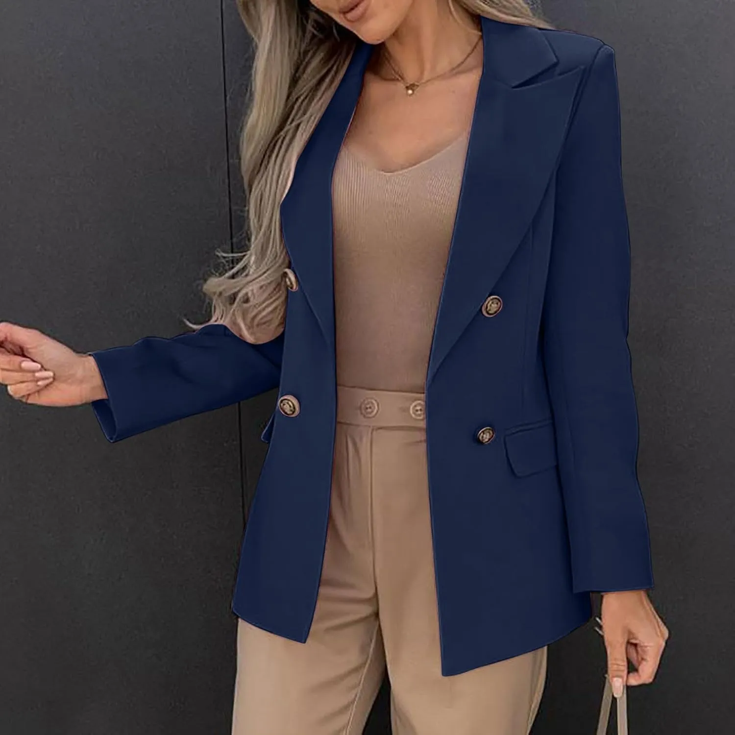 Women Business Casual Blazer Fashion Long Sleeve Lapel Work Suit Jacket Fall Open Front with Lined Outwears