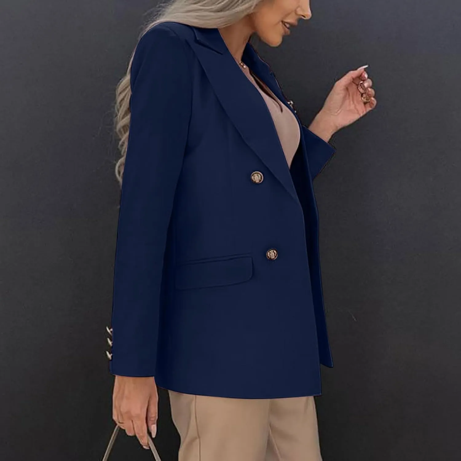 Women Business Casual Blazer Fashion Long Sleeve Lapel Work Suit Jacket Fall Open Front with Lined Outwears