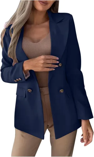 Women Business Casual Blazer Fashion Long Sleeve Lapel Work Suit Jacket Fall Open Front with Lined Outwears