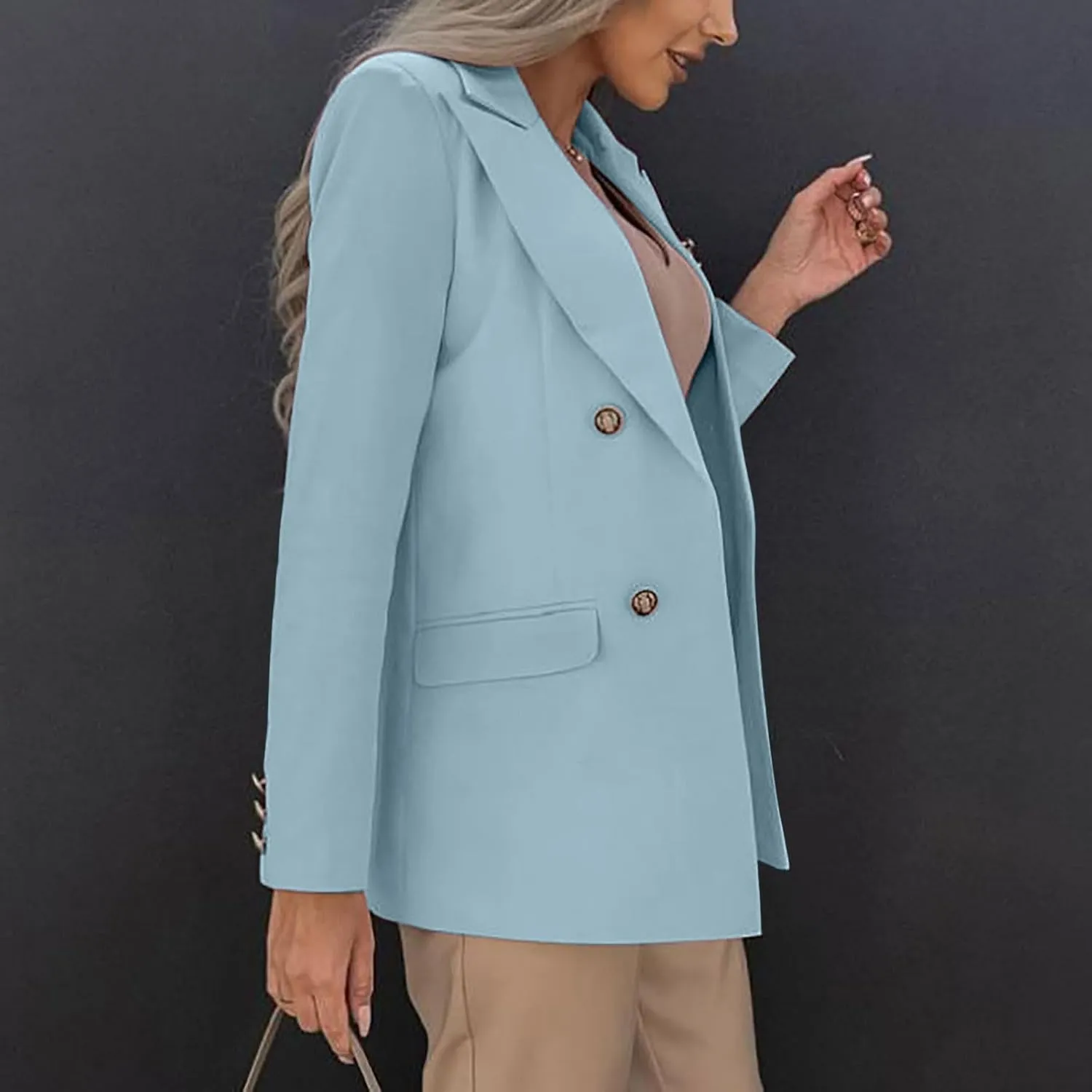 Women Business Casual Blazer Fashion Long Sleeve Lapel Work Suit Jacket Fall Open Front with Lined Outwears