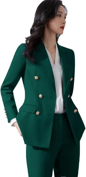 Women' Suit 2 Piece Double Breasted Blazer Pants Suit Set for Wedding Business Pantsuit for Work