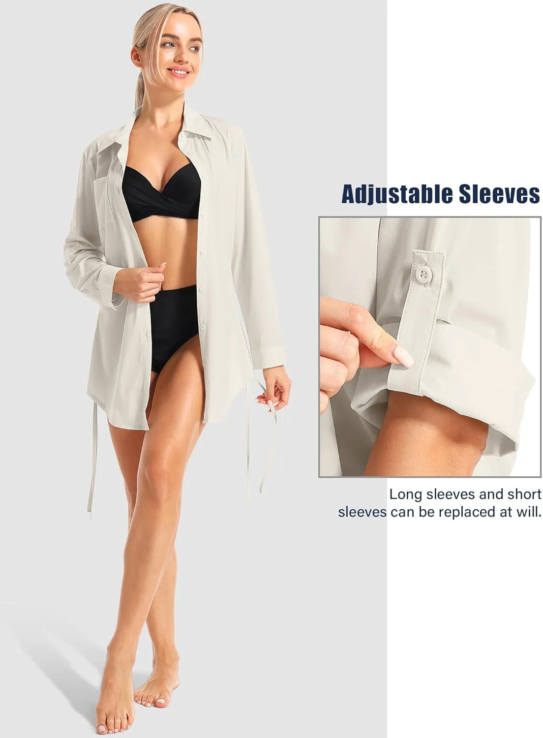 Womens Bathing Suit Cover Ups Swimsuit Coverup UPF 50 Long Sleeve UV Sun Protection Shirts Button Down Dress Shirt