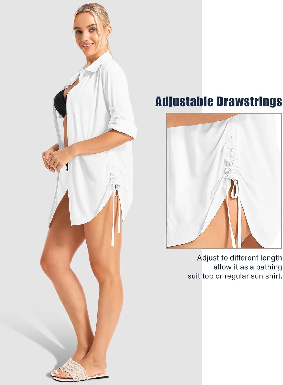 Womens Bathing Suit Cover Ups Swimsuit Coverup UPF 50 Long Sleeve UV Sun Protection Shirts Button Down Dress Shirt