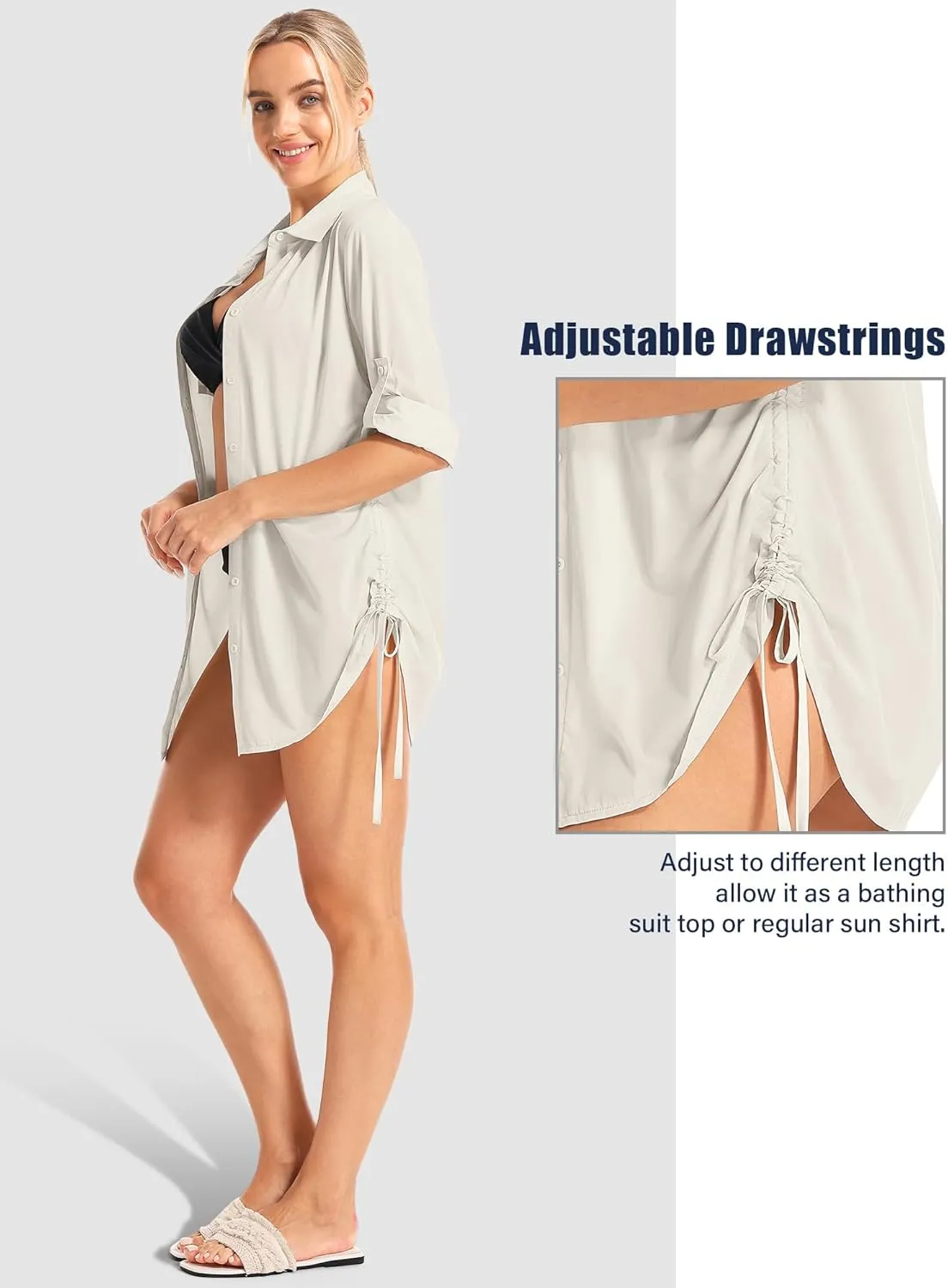 Womens Bathing Suit Cover Ups Swimsuit Coverup UPF 50 Long Sleeve UV Sun Protection Shirts Button Down Dress Shirt