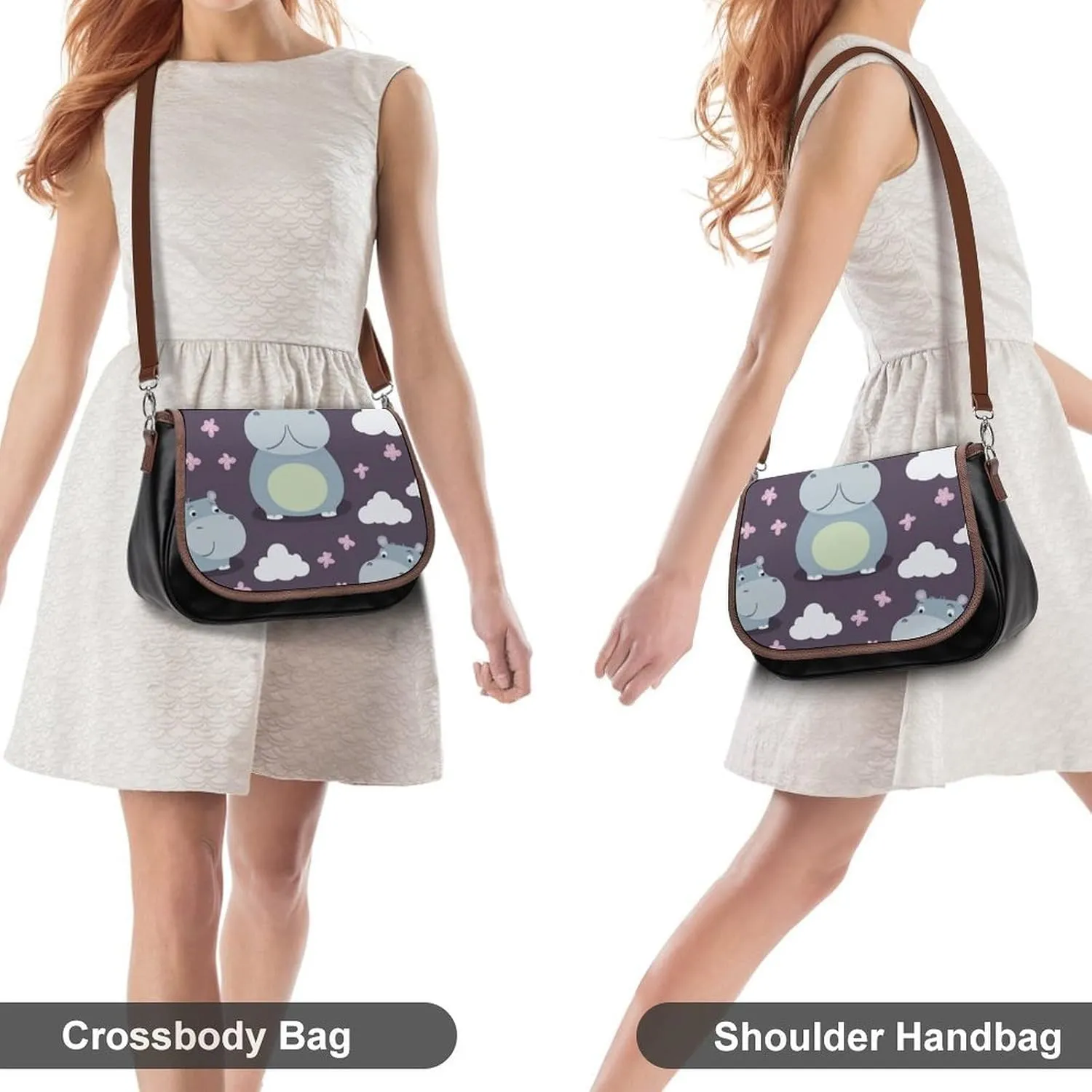 Women's Casual Crossbody Bag, Waterproof Leather Shoulder Purse Handbags for Work Travel