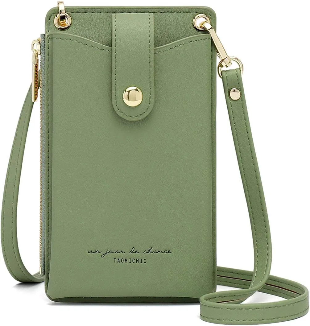 Womens Cellphone Crossbody Bag Small Light Leather Shoulder Purse Handbag Card Wallet Lanyard Case Girls Satchel Pouch