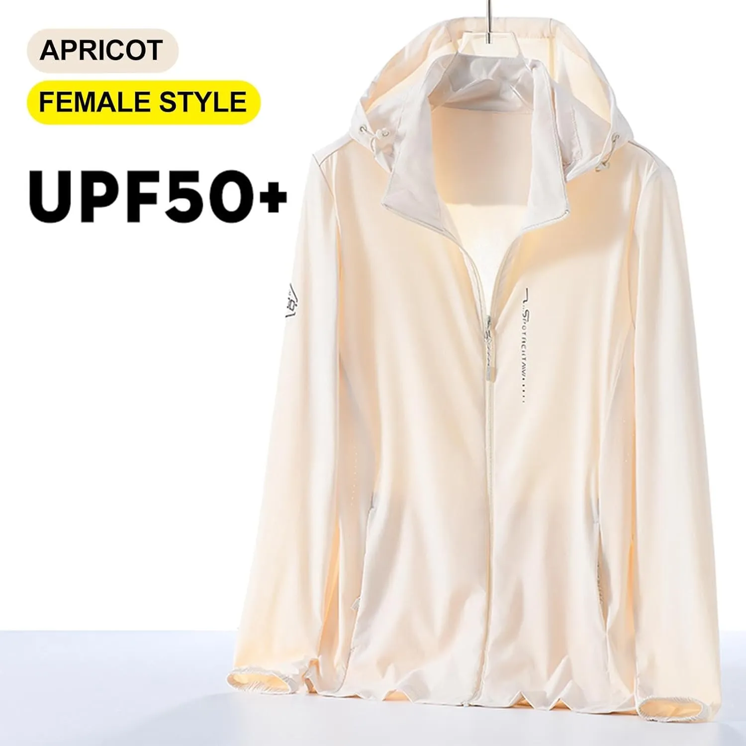 Women's Elegant Pure Color Seafront UV Sunwear Hooded Zipper Going Out Travel Wear Breathable Long-sleeved Coat