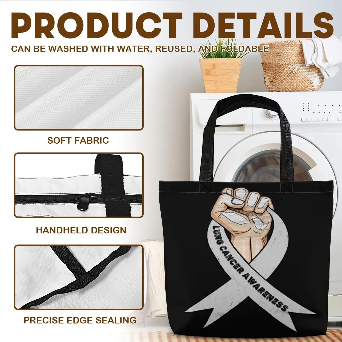 Women's Men Large Kitchen Reusable Grocery Bags Shoulder Bags With Zipper Beach Shopping Bag for Outdoors