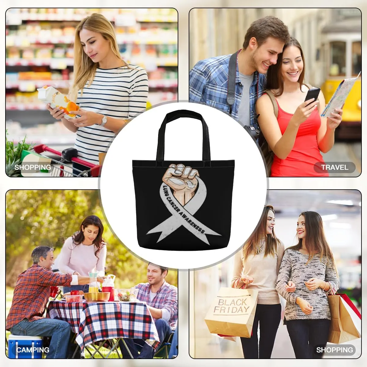 Women's Men Large Kitchen Reusable Grocery Bags Shoulder Bags With Zipper Beach Shopping Bag for Outdoors