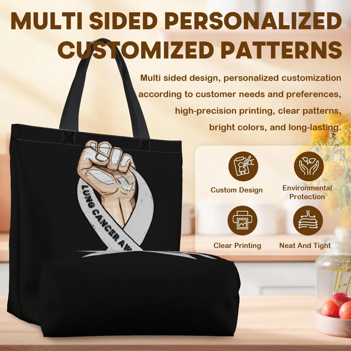 Women's Men Large Kitchen Reusable Grocery Bags Shoulder Bags With Zipper Beach Shopping Bag for Outdoors