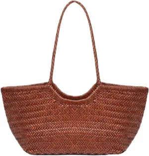 Women's Spring And Summer French Retro Tote Leather Woven Vegetable Basket Ins Irregular Shoulder Bag