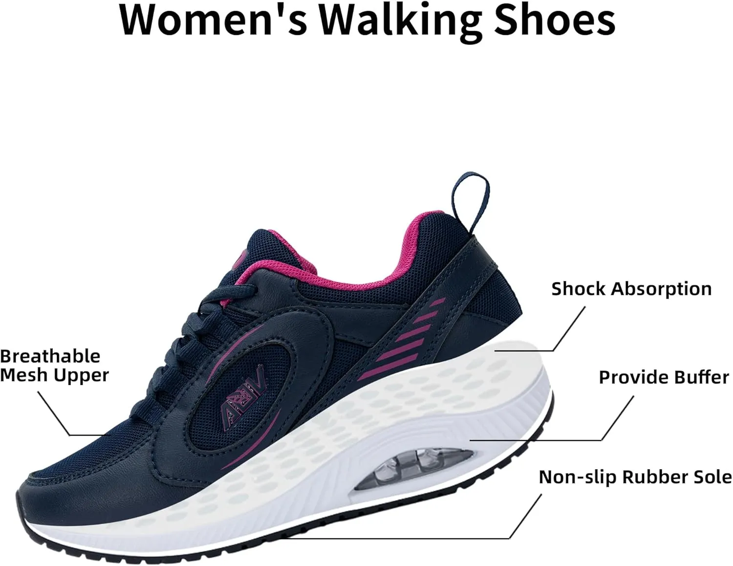 Women's Walking Shoes with Arch Support Plantar Fasciitis Air Tennis Sneakers for Gym Workout