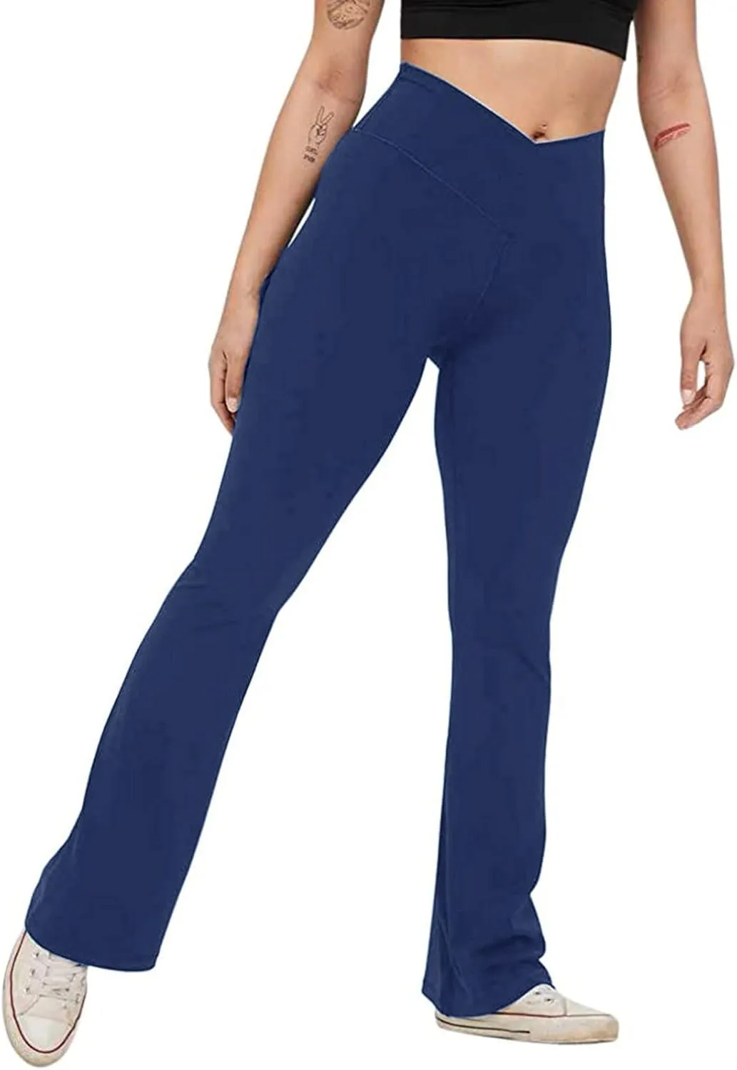 Womens Yoga Pants Summer Shorts | High Waisted Flare Leggings Bell Bottom Yoga Dress Pants Seamless