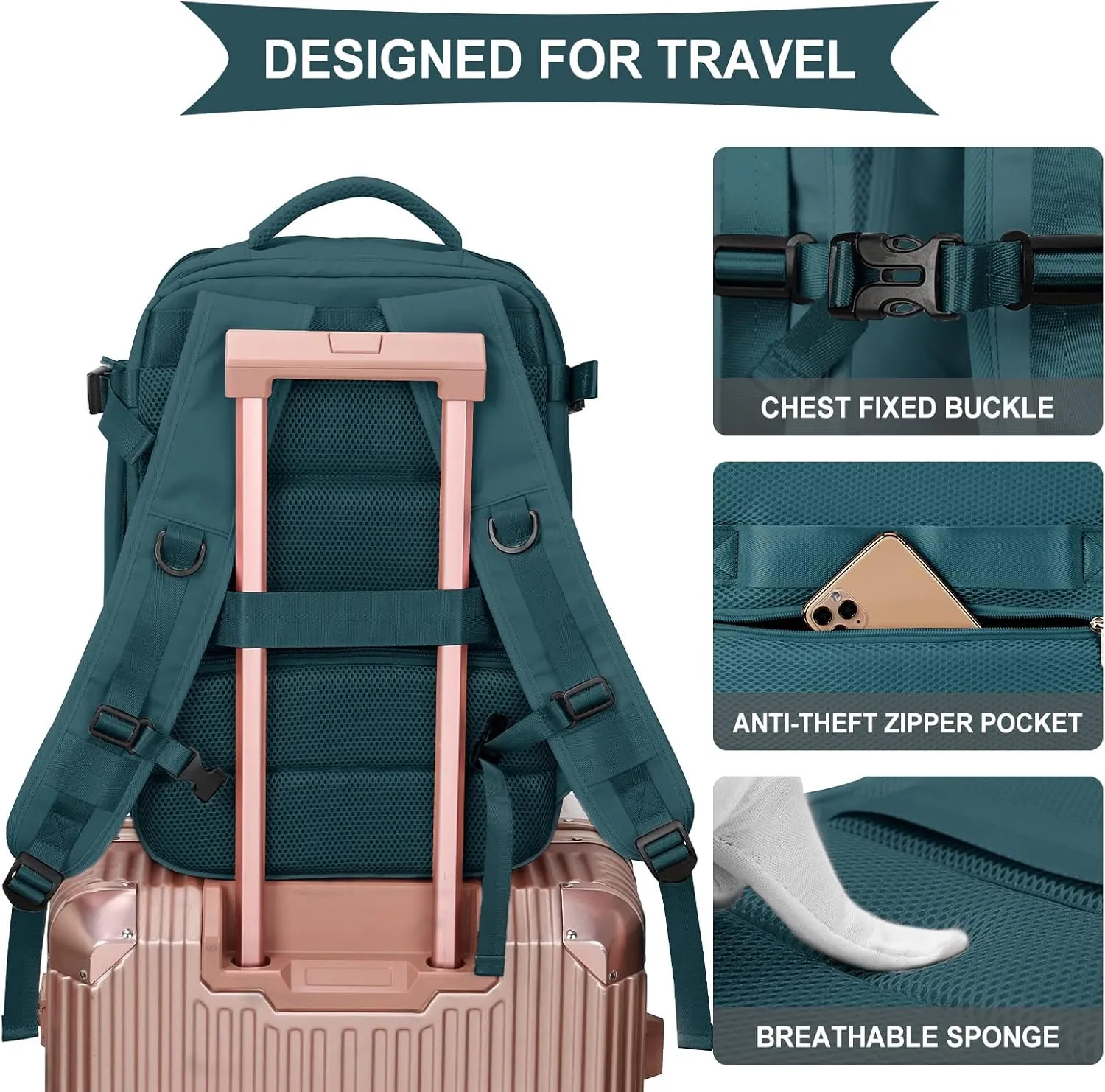 WONHOX Large Travel Backpack Carry on Flight Approved Laptop Work Business Backpack for Women Men Mochila de Viaje