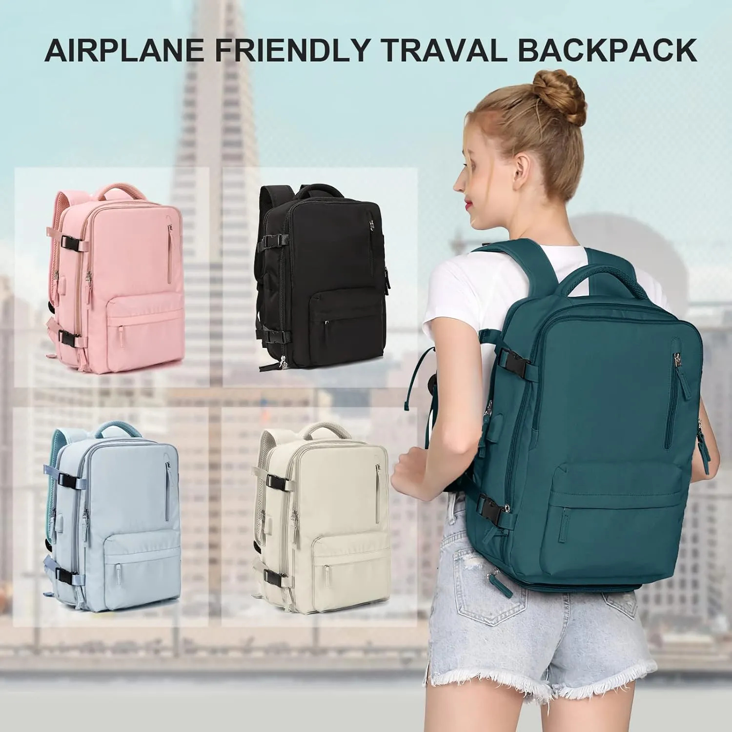 WONHOX Large Travel Backpack Carry on Flight Approved Laptop Work Business Backpack for Women Men Mochila de Viaje