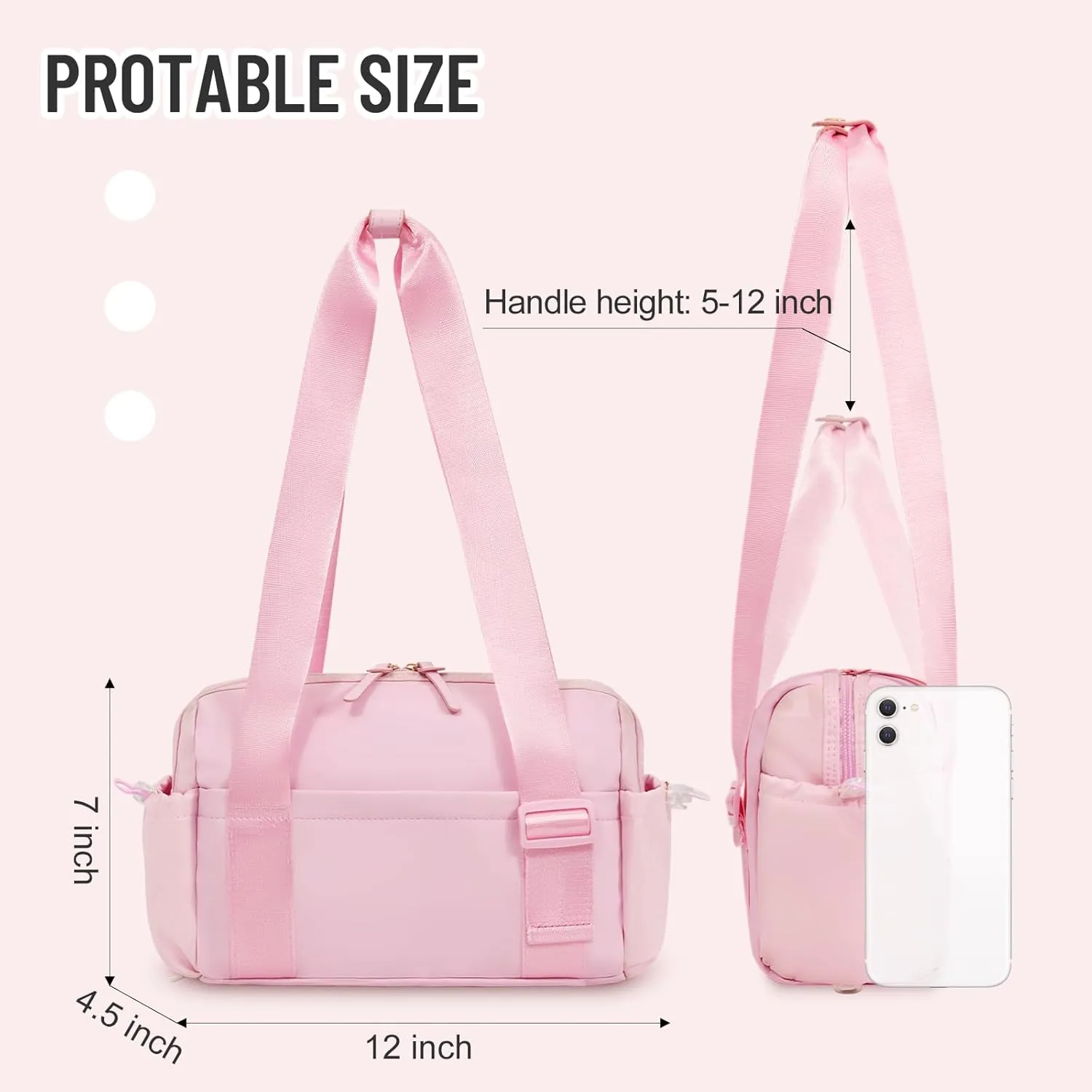 WOOMADA Waterproof Small Gym Bag for Women Mini Duffle Bag with Wet Compartment Cute Workout Yoga Fitness Sport Tote(Pink)