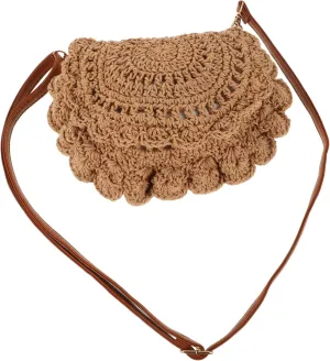 Woven Crossbody Bag Adjustable Shoulder Strap Casual Hand Woven Purse for Beach Travel and Daily Use