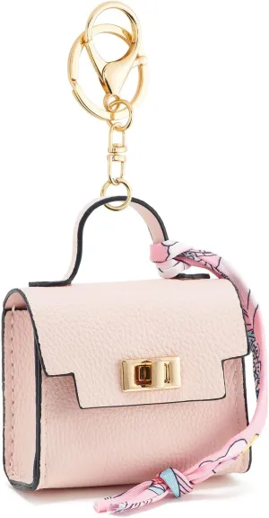 WOZEAH Mini Backpack Keychain for Women,Small Change Pouch Coin Purse Twist-lock with Key Headset Bag（Pink）