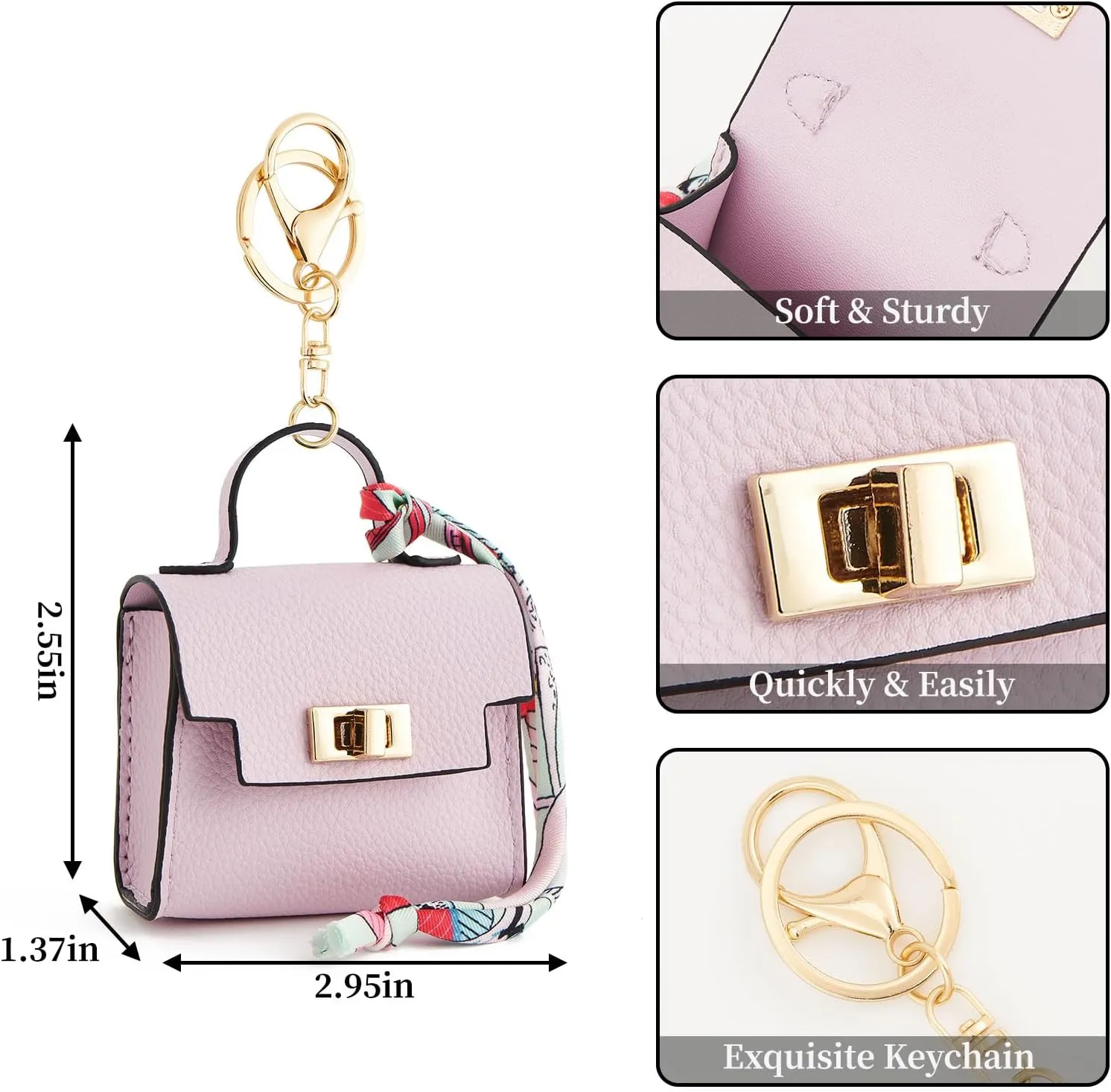 WOZEAH Mini Backpack Keychain for Women,Small Change Pouch Coin Purse Twist-lock with Key Headset Bag（Purple）