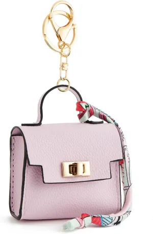 WOZEAH Mini Backpack Keychain for Women,Small Change Pouch Coin Purse Twist-lock with Key Headset Bag（Purple）