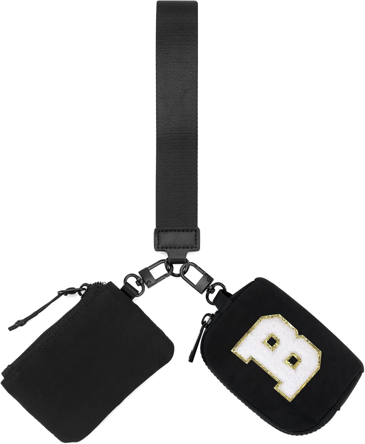 Wristlet Wallets for Women Key Chain Dual Pouch Purse Small Mini Coin Zip Around Bag Keychain Strap Card Holder