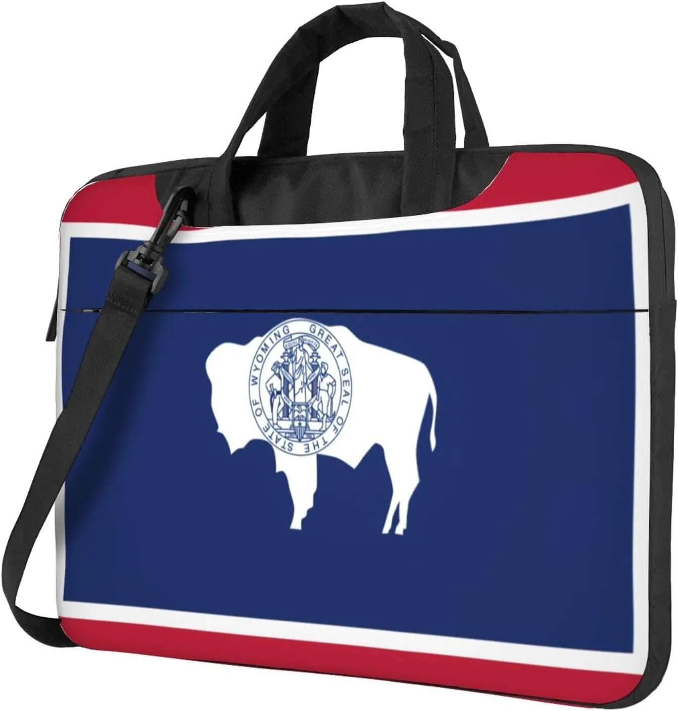 Wyoming State Flag Print Laptop Adjustable Shoulder Strap With Handle Accessory Pocket For Men Women