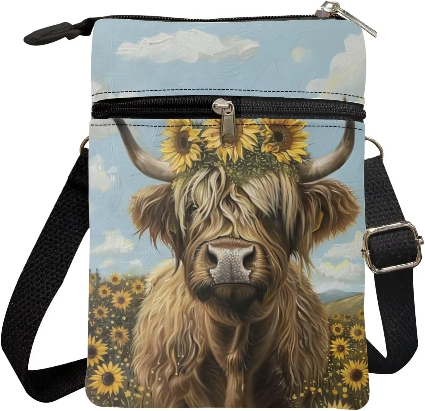 Xpyiqun Canvas Cross-body Bags for Women Small Cellphone Purse Shoulder Handbag