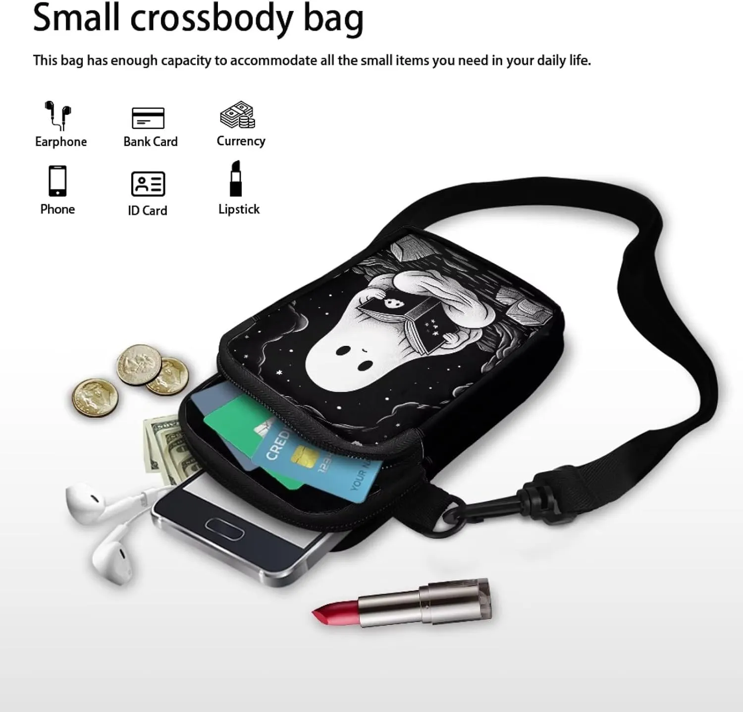 Xpyiqun Crossbody Phone Bag for Purse for Women Canvas Small Sling Shoulder Handbag Cross Body Pouch