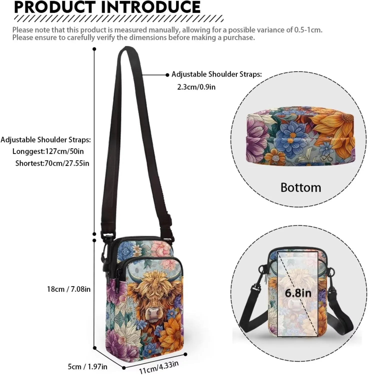 Xpyiqun Crossbody Phone Bag for Purse for Women Canvas Small Sling Shoulder Handbag Cross Body Pouch