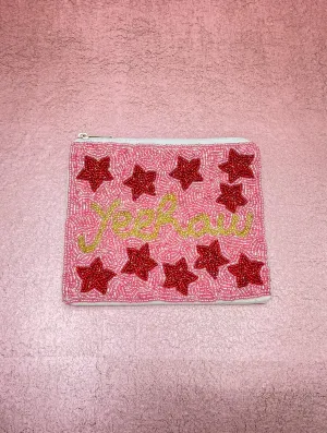YeeHaw Red Star Beaded Pouch