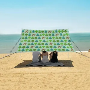 Yeti in Forest Pattern Seamless Beach Canopy Tent Anti-UV & Wind Resistant, Camping Sun Shelter Easy Setup Portable,Outdoor Shade Tents with Sandbags,Sand Shovels,Ground Pegs & Stability Poles