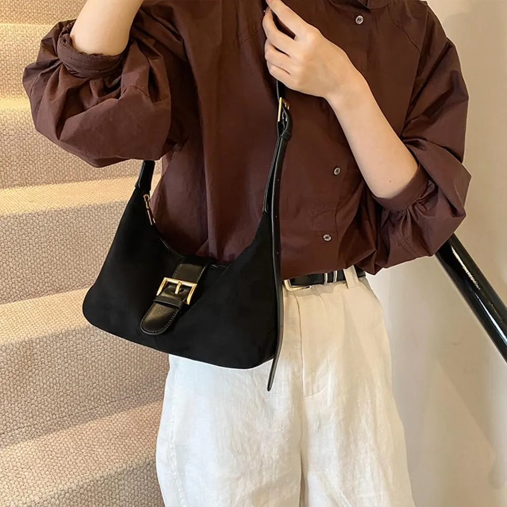 YFGBCX Suede Tote Bag for Women,Casual Hobo Bag,Women's Fashion Shoulder Bag,Brown Faux Suede Tote,Purse,Saddle Bag