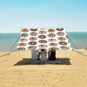 Yummy Chocolate Donuts Beach Camping Tent Sun Shelter for Whole Family, Beach Shade Canopy with UPF50  UV Protection,Easy Set Up and Carry,Outdoor Shade for Trips, Fishing, Backyard Fun Picnics