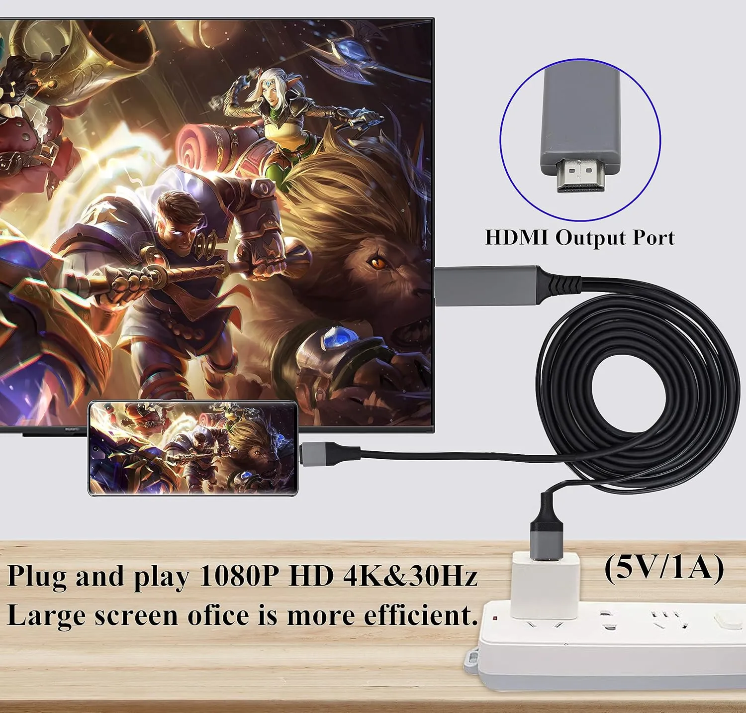 zdyCGTime 2 in 1 MHL USB Type C 3.1 Male & USB 2.0 A Male to HDMI Male 4K@30Hz HDTV Mirroring Video Audio Output Charging Cable Compatible with Android, MacBook, iPad, Thunderbolt 3(2m/Black-USB C)