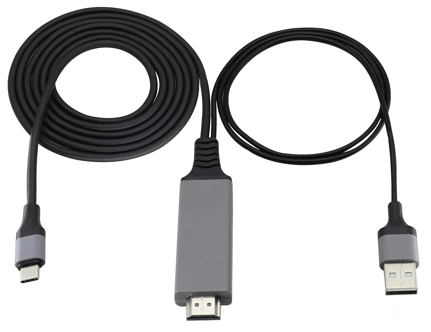 zdyCGTime 2 in 1 MHL USB Type C 3.1 Male & USB 2.0 A Male to HDMI Male 4K@30Hz HDTV Mirroring Video Audio Output Charging Cable Compatible with Android, MacBook, iPad, Thunderbolt 3(2m/Black-USB C)