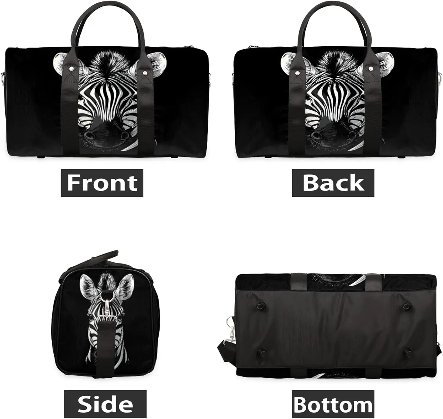 Zebra Duffle Bag for Travel, Overnight Weekend Gym Carry On Luggage Bag, Animal Zebra Travel Duffel Bag for Men Women
