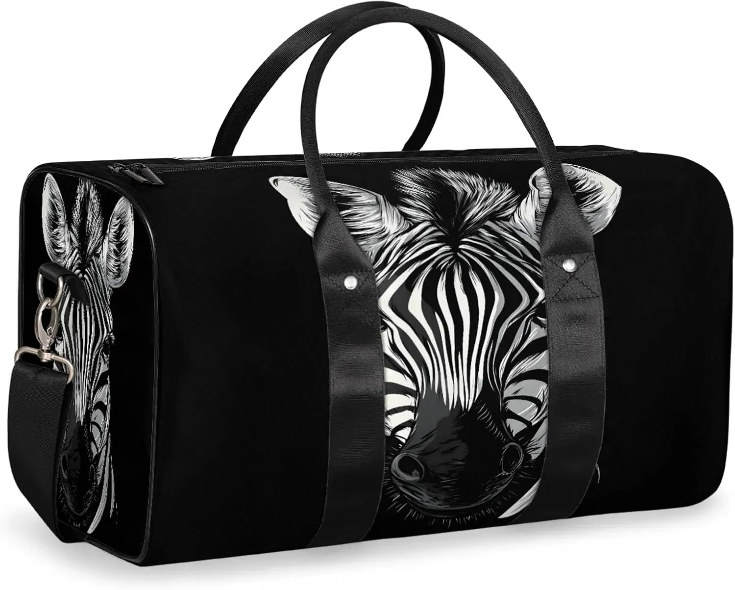 Zebra Duffle Bag for Travel, Overnight Weekend Gym Carry On Luggage Bag, Animal Zebra Travel Duffel Bag for Men Women