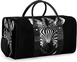 Zebra Duffle Bag for Travel, Overnight Weekend Gym Carry On Luggage Bag, Animal Zebra Travel Duffel Bag for Men Women